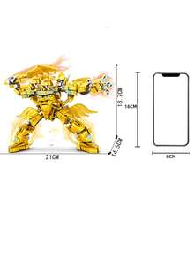 1套578件兒童建築積木金色雙頭龍機械玩具套裝,可變形人物玩具,適合8歲以上男孩和女孩創意拼圖玩具 - 彩色 - 查看 3