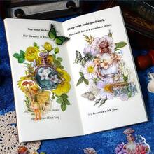 10 件/包寵物貼紙巴洛克瓶系列花卉復古瓶日記裝飾 Diy - 綠色 - 查看 8