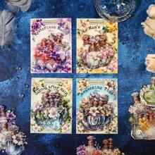 10 件/包寵物貼紙巴洛克瓶系列花卉復古瓶日記裝飾 Diy - 綠色 - 查看 2