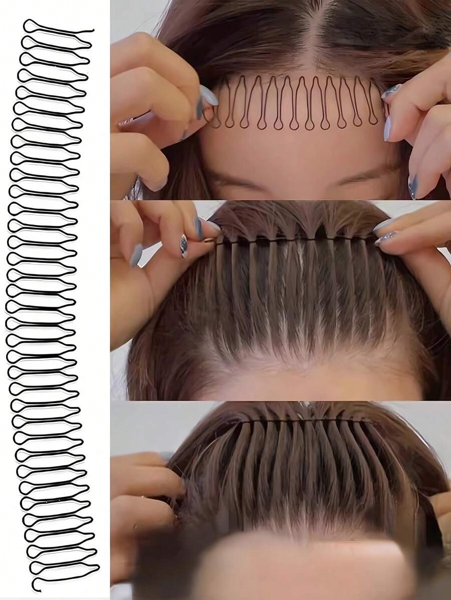 1pc Simple And Cute Flower Heart Circular Wave Comb, Solid Color Hair Styling Tool Crown Hairdresser Hair Accessory - Black - View 1
