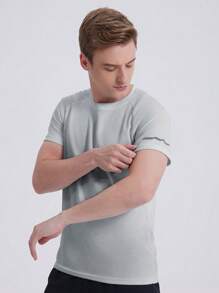 Áo thun thể thao tay ngắn Elsticity tập luyện chạy bộ nhanh khô thường ngày cho nam phong cách bạn trai dành cho các hoạt động ngoài trời Quần áo tập gym Áo thun cơ bản cho nam phong cách bạn trai - Màu Xám nhạt - Xem 8