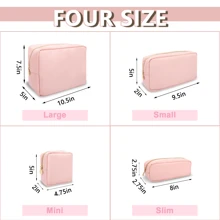 尼龙小化妆包，可爱学院风粉色化妆包，化妆品拉链袋，防水便携旅行洗漱包，手拿包，化妆刷包，收纳袋，适合男女女孩（粉色），女士礼物，女孩礼物，女友礼物，化妆包，化妆品收纳袋，化妆品收纳袋 - 粉色 - 查看 7