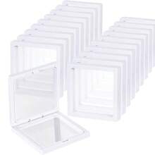 10 件 3d 浮動展示盒 3.5 英吋 * 3.5 英吋白色透明浮動框架展示塑膠框架珠寶支架,挑戰禮品,古董手鍊戒指禮品首飾盒 - 白色 - 查看 9