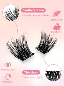 100Pcs C Curl Individual Cluster Lashes Segmented Individual False Eyelashes Spikes Individual Eyelash Extensions Lash Clusters, Eyelash Clusters, Individual Eyelashes, Lashes, Fake Lashes - Black - View 7