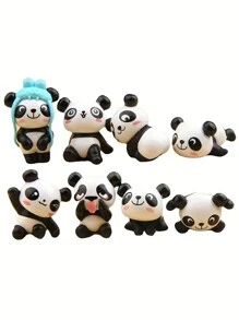 4入組-隨機萌熊雕像模型迷你手工藝品微景觀家居裝飾 - 黑與白 - 查看 8