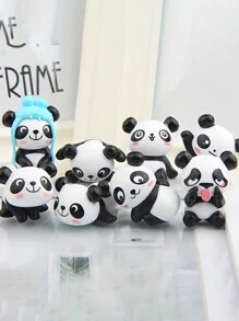 4入組-隨機萌熊雕像模型迷你手工藝品微景觀家居裝飾 - 黑與白 - 查看 3