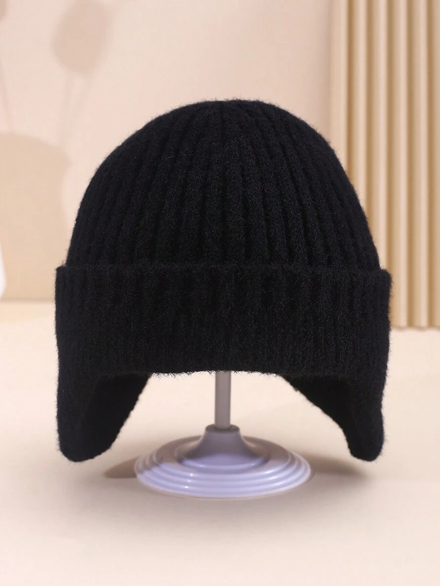 Của phụ nữ Mũ len , Mùa Đông Thời trang Phụ kiện Đến trình diễn Nhỏ bé Mặt , Giữ Ấm Và Bảo vệ Đôi tai - màu đen - Xem 1
