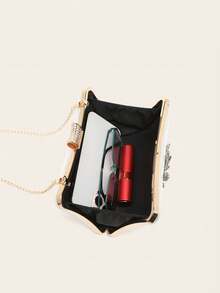 太陽花圖案硬殼抱包,外觀呈抱枕狀,鑲嵌鑽石,適用於派對、婚禮、舞會、晚宴/宴會,可與婚紗、禮服、舞會裙、生日禮服搭配 - 銀色 - 查看 9