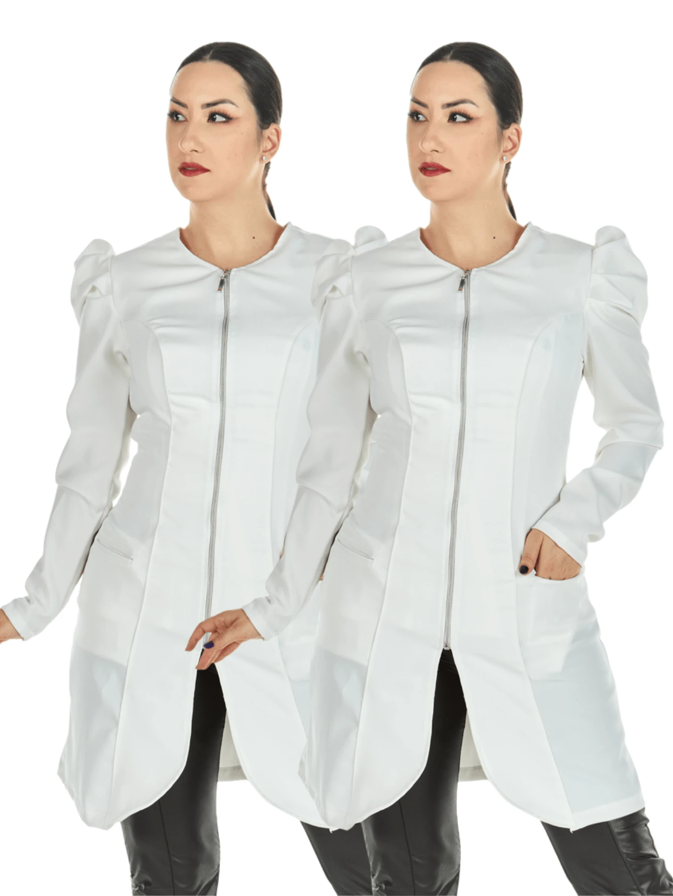 Women Coats - 白色 - 查看 1