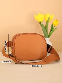 2023年新款純色臀包運動跑步手機胸包時尚戶外尼龍臀包 - 棕色 - 查看 7