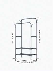 1入新款自立式衣架,攜帶方便的簡易衣架,適用於臥室、室內房間、晾衣架 - 黑色 - 查看 2