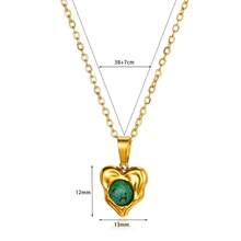 1個時尚復古輕奢心形吊墜項鍊,適用於女性和女孩日常裝飾,高端鎖骨鏈項鍊 - 綠松石色 - 查看 10