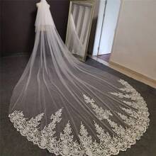 1 Pc Women 2 Tier  Length  Lace Wedding Bridal Veil With Metal Comb For Wedding Party Ivory