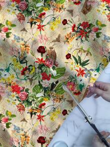 貓頭鷹和花朵圖案 Diy 手工藝品布料,可用於製作桌布、掛毯、服裝,1 件 - 彩色 - 查看 1