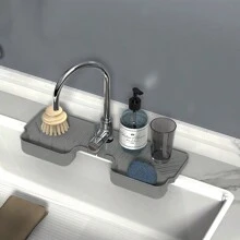 1入摺疊矽膠排水墊,防濺水墊,廚房/浴室水槽龍頭衛生過濾器 - 灰色 - 查看 1