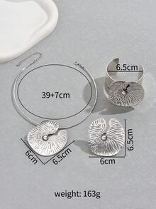 3pcs/Set European And American Popular Style Texture Water Drop Asymmetrical Exaggerated Characteristic Necklace Bracelet Ring - Silver - View 5