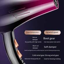 DELIYA [歐規](800W)吹風機套裝，適用於家庭使用的專業直流馬達快速乾燥，具有2種速度、3種熱度設定，贈品(擴散器、噴嘴、梳子) - 紫色 - 查看 7