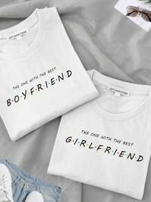 T-Shirts For Couples. Couple Outfit T-Shirts, TWO Pieces, Duo, Friends Phrase, Boyfriends - trắng - Xem 1