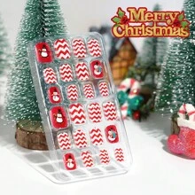 Christmas Children'S Nail Art, Self-Adhesive And Full Stickers, Lovely Kids' Hand-Made Short Nails, Small Size - Red - View 3