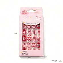 Christmas Children'S Nail Art, Self-Adhesive And Full Stickers, Lovely Kids' Hand-Made Short Nails, Small Size - Red - View 6
