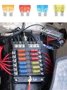 12 Ways Car Boat Fuse Box Holder Blade Fuse Holder Block With Warning Indicator 12V 36V Power Distribution Panel Board - Multicolor - View 2