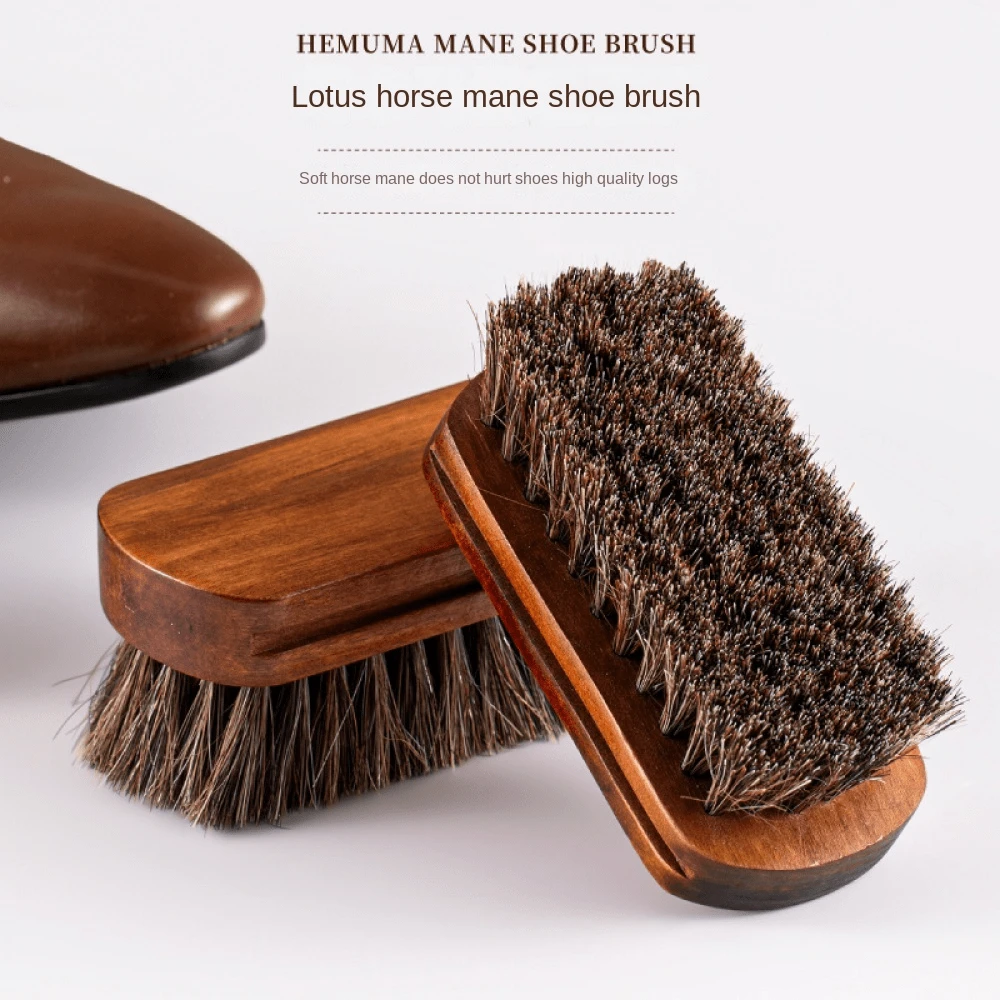 Maple-Colored Small Horsehair Brush With Soft Bristles For Shoes, Sofa, Leather Goods Cleaning And Maintenance Tools, Leather Protector Brush For Home Use - Multicolor - View 1