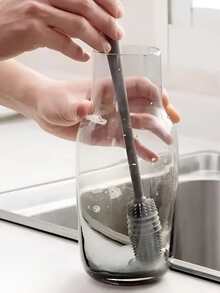 1pc,Thoroughly Clean Every Part Of The Cup With A Long Handle Silicone Brush - Grey - View 10