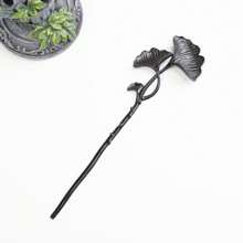 1個銀杏葉形裝飾髮夾,黑色簡約髮棒,女性、女孩髮飾 - 黑色 - 查看 1