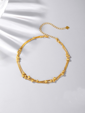 1入組結婚禮物三層串珠銀色腳鍊金屬感