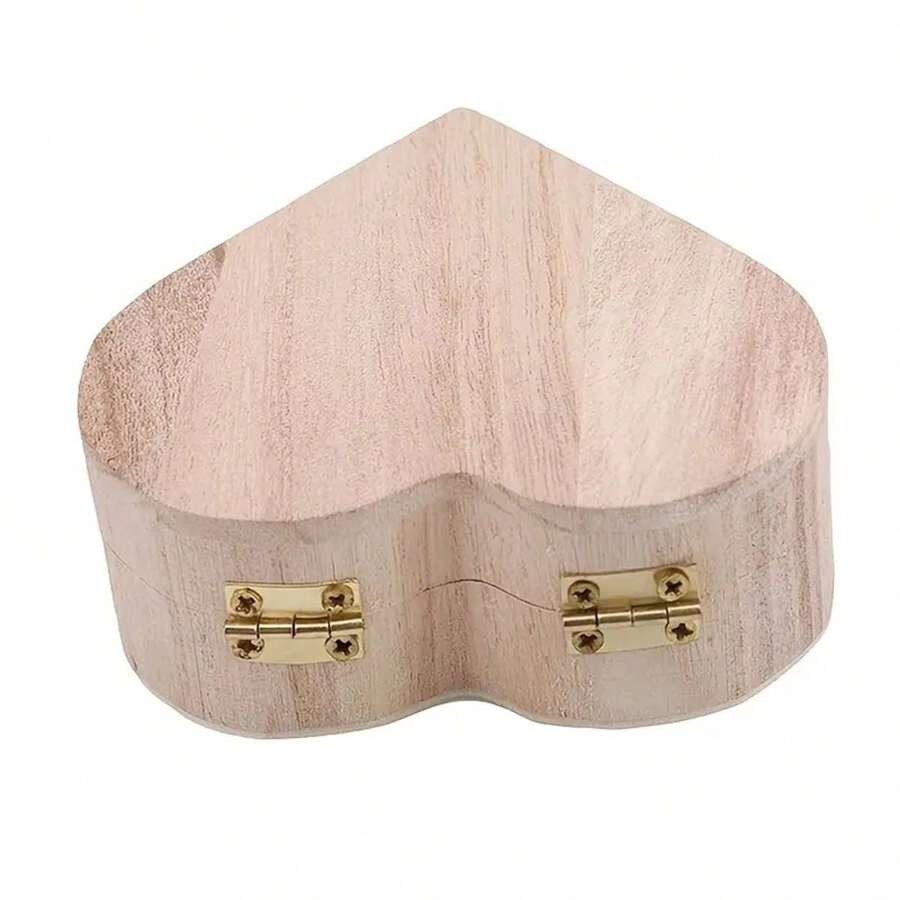 1pc Heart-Shaped Wooden Box - Perfect For Jewelry, Trinkets, And Gifts Sun Travel Cool Back To School - Multicolor - View 1