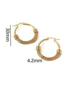 3 件/套網狀設計耳環 - 金色 - 查看 5