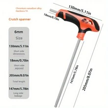 1pc Hexagon Wrench L Shaped Hex Key Allen Wrench Chrome Vanadium Steel Allen Key 6mm Flat/Ball Head Hex Key Allen Wrench Hand Tool Universal Quick Snap Adapter - Orange - View 1