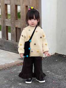 Children's Fashionable Sweater For Autumn And Winter, Popcorn Balls Knitted Sweatshirt - Apricot - View 1