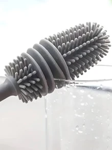 1pc,Thoroughly Clean Every Part Of The Cup With A Long Handle Silicone Brush - Grey - View 9