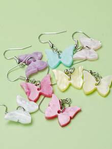 14入組兒童可愛蝴蝶形糖果色耳環,適用於女孩 - 彩色 - 查看 3