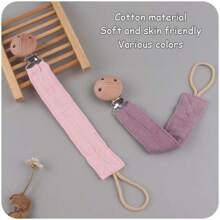 1pc New Creative Wooden Clip With Ribbon, Pacifier Chain, Cloth Strip, Beaded Jewelry For Kids Diy Crafts - Yellow - View 5