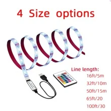 16英呎-100英呎LED燈條,搭配應用程式控制器,具備定時功能,可剪裁長度,易於安裝。適用於家庭裝飾和節日氛圍燈光。 - 彩色 - 查看 8