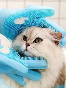 1pc Random Color Pet Dog & Cat Bathing & Massage Glove With Silicone Tips - Multicolor - View 7