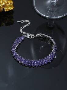 1pc Glamorous Rhinestone Decor Bracelet For Women For Gift - Silver - View 5