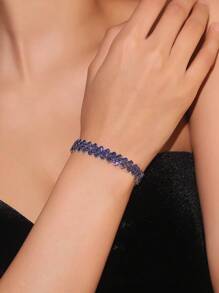 1pc Glamorous Rhinestone Decor Bracelet For Women For Gift - Silver - View 7