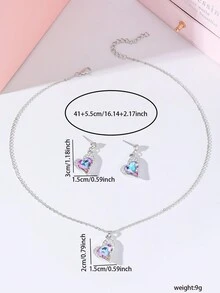 3pcs/Set Eternal Flower Gift Box, With Exquisite Diamond Inlaid Heart-Shaped Pendant Necklace And Earrings Set, Valentine'S Day Gift - Colorful - View 2