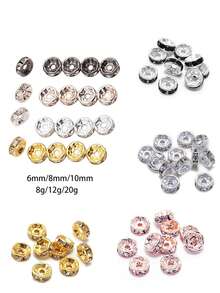 50 件/包 Diy 珠寶製作配件輪形間隔珠帶水鑽,圓形水晶戒指,金/銀/玫瑰金/槍黑色,6 毫米/8 毫米/10 毫米 - 玫瑰金 - 查看 4