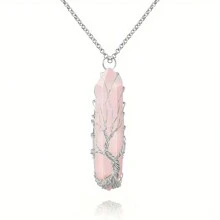 1 件治癒水晶生命之樹吊墜項鍊,金屬絲包裹,配有天然六角形石英石和銀色鏈條項鍊。男女通用情侶禮物有 8 種顏色可供選擇。 - 大六角柱項鍊繞樹 - 查看 7