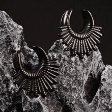 2入組不鏽鋼耳掏蠟石隧道,復古脊椎耳穴構築器擴張器擴孔器,女士身體珠寶