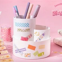 1卷多色日式和紙膠帶,鹽＆方格主題筆記本材料裝飾膠帶 - 橘色 - 查看 4
