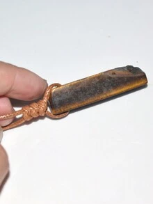 1pc Natural Crystal Raw Stone Pendant Necklace Adjustable Waterproof Chain - Brown - View 6