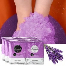 2 Sets Lavender Crystal Bath Salt & Jelly Salt, Crystal Mud Foot Care, Feet Soaking Bag Kit, Foot Care At Home - Purple - View 2