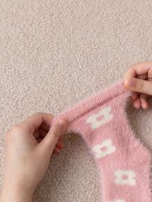 3 Pairs/Pack Kids' Winter Warm Plush Mid-Calf Socks, Korean Style Faux Mink Fur Fuzzy Sleep Socks - Multicolor - View 5