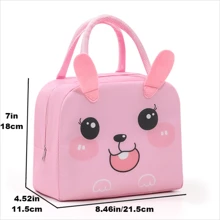 1pc Lunch Bag - Portable, Fashionable, Convenient Storage Solution, Suitable For School, Work And Travel - Pink - View 3
