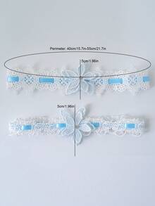 2 件蓝色花朵婚礼吊袜带蕾丝新娘吊袜带性感弹力大腿带适合日常/婚礼/派对使用 - 淺藍色 - 查看 3